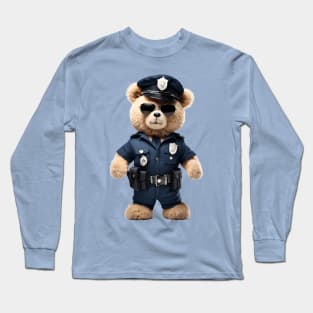 Police Officer Teddy Bear Long Sleeve T-Shirt